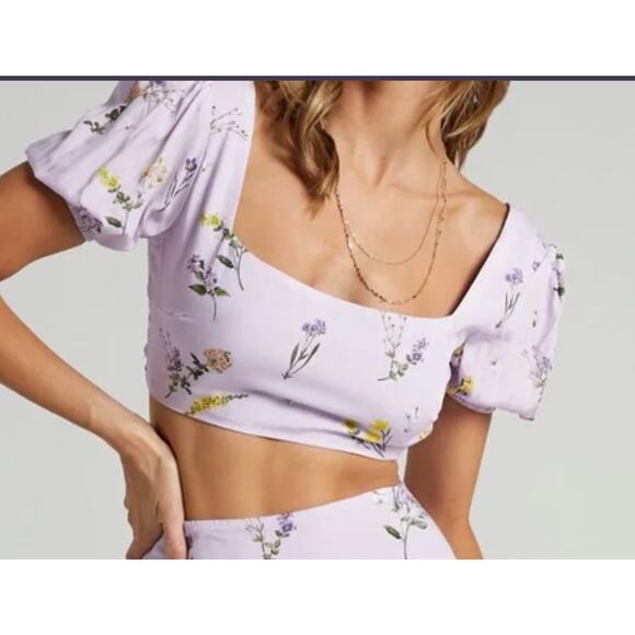 Showpo Artemis Crop Top Lavender Women’s 10 NWT Cottagecore Coquette Botanical - Picture 8 of 16